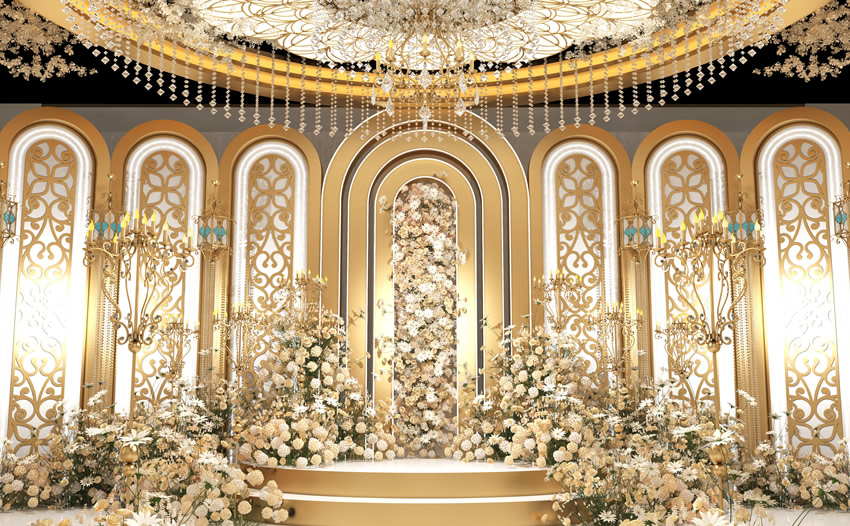 东坡香槟色调婚礼堂效果展示